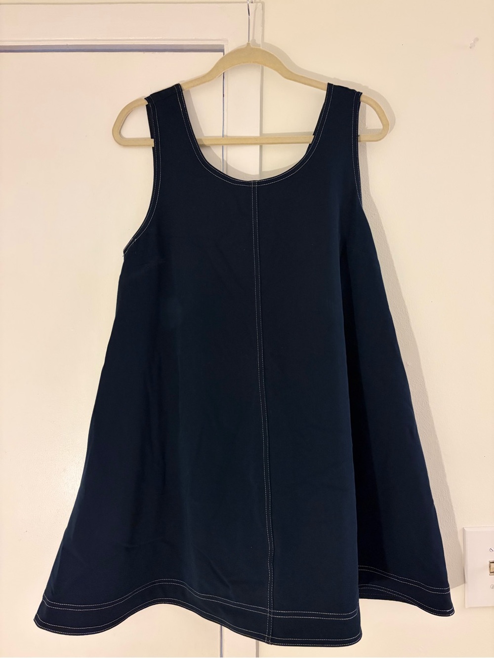 Doe & Rae Navy Mini Dress with White Topstitch
